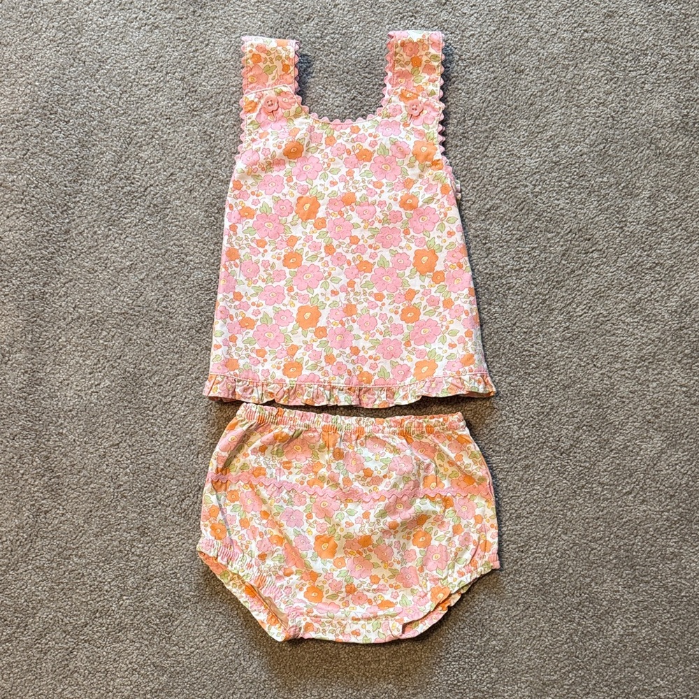 Floral Baby Matching Set - Pink and Orange